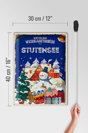 Plaque en tôle Vœux de Noël STUTENSEE cadeau 30x40cm 4