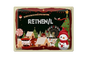 Plaque en étain Salutations de Noël de Rethen/L cadeau 40x30cm 1
