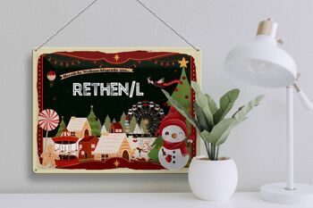 Plaque en étain Salutations de Noël de Rethen/L cadeau 40x30cm 3