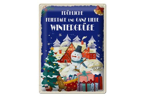 Blechschild liebe Wintergrüße Weihnachtsgrüße Geschenk 30x40cm