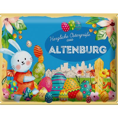 Cartel de chapa Pascua Saludos de Pascua 40x30cm ALTENBURG