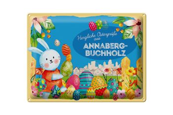 Plaque en tôle Pâques Salutations de Pâques 40x30cm ANNABERG-BUCHHOLZ cadeau 1