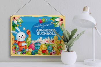 Plaque en tôle Pâques Salutations de Pâques 40x30cm ANNABERG-BUCHHOLZ cadeau 3