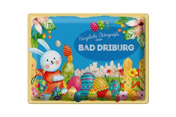 Plaque en tôle Pâques Salutations de Pâques 40x30cm Cadeau BAD DRIBURG 1