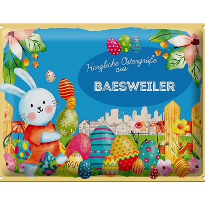 Cartel de chapa Pascua Saludos de Pascua 40x30cm BAESWEILER