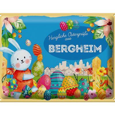 Cartel de chapa Pascua Saludos de Pascua 40x30cm BERGHEIM