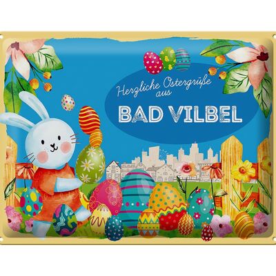 Cartel de chapa Pascua Saludos de Pascua 40x30cm BAD VILBEL regalo