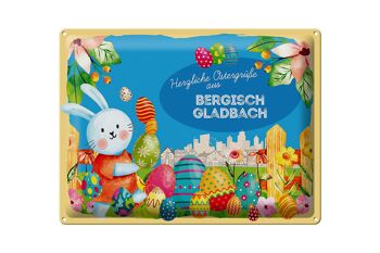 Plaque en tôle Pâques Salutations de Pâques 40x30cm BERGISCH GLADBACH cadeau 1
