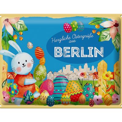 Cartel de chapa Pascua Saludos de Pascua 40x30cm Regalo BERLÍN