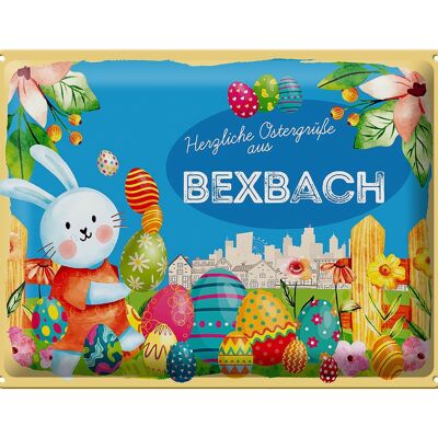 Cartel de chapa Pascua Saludos de Pascua 40x30cm Regalo BEXBACH