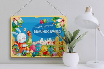 Plaque en tôle Pâques Salutations de Pâques 40x30cm BRAUNSCHWEIG cadeau 3