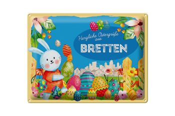 Plaque en tôle Pâques Salutations de Pâques 40x30cm Cadeau BRETTEN 1