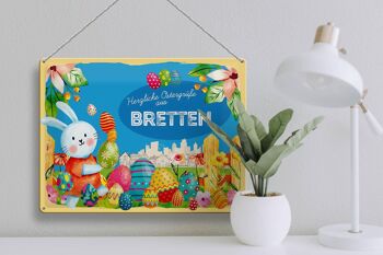 Plaque en tôle Pâques Salutations de Pâques 40x30cm Cadeau BRETTEN 3