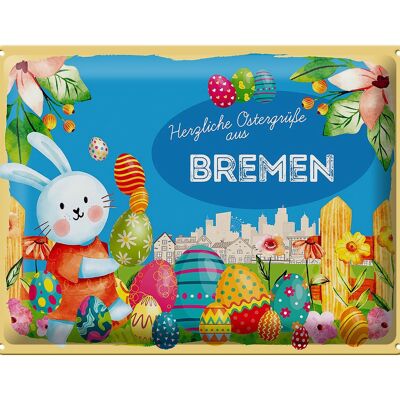 Cartel de chapa Pascua Saludos de Pascua 40x30cm Regalo BREMEN