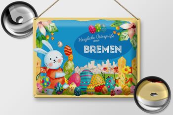 Plaque en tôle Pâques Salutations de Pâques 40x30cm Cadeau BREMEN 2