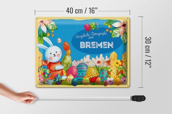 Plaque en tôle Pâques Salutations de Pâques 40x30cm Cadeau BREMEN 4