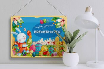 Plaque en tôle Pâques Salutations de Pâques 40x30cm BREMERHAVEN cadeau 3
