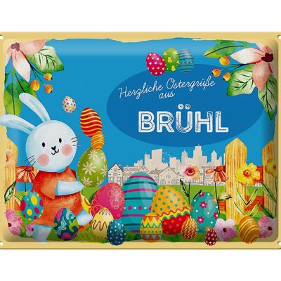 Cartel de chapa Pascua Saludos de Pascua 40x30cm BRÜHL regalo