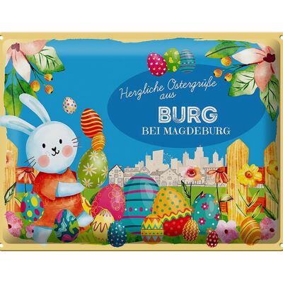 Blechschild Ostern Ostergrüße 40x30cm BURG bei MAGDEBURG Geschenk