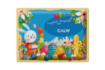 Plaque en tôle Pâques Salutations de Pâques 40x30cm CALW Gift Festival 1