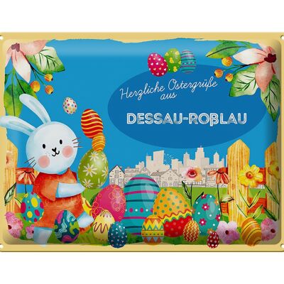 Cartel de chapa Pascua Saludos de Pascua 40x30cm DESSAU-ROßLAU regalo