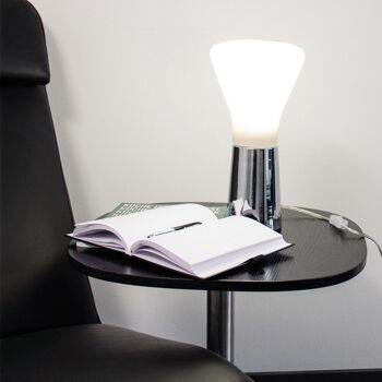 s.LUCE Grind lampe de table avec verre opale Ø 16cm blanc & chrome