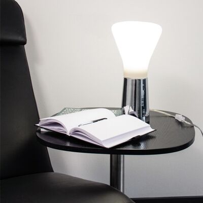 s.LUCE Grind table lamp with opal glass Ø 16cm white & chrome