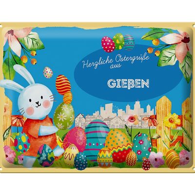 Cartel de chapa Pascua Saludos de Pascua 40x30cm POURING regalo