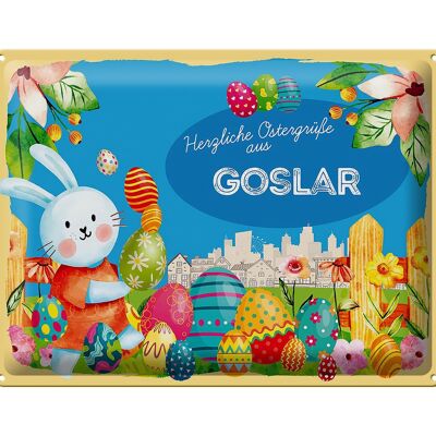 Cartel de chapa Pascua Saludos de Pascua 40x30cm Regalo GOSLAR