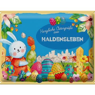 Plaque en tôle Pâques Salutations de Pâques 40x30cm Cadeau HALDENSLEBEN