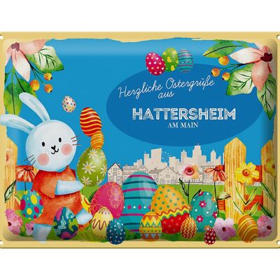 Plaque en étain Pâques Salutations de Pâques 40x30cm HATTERSHEIM AM MAIN cadeau