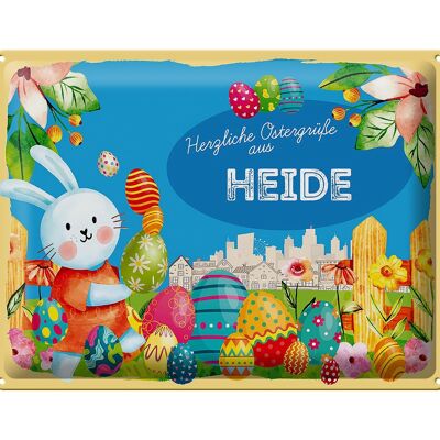 Cartel de chapa Pascua Saludos de Pascua 40x30cm Regalo HEIDE