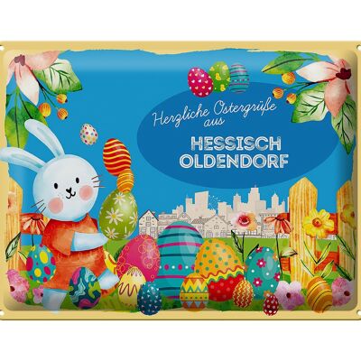 Plaque en tôle Pâques Salutations de Pâques 40x30cm HESSISCH OLDENDORF cadeau