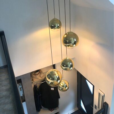 s.LUCE Fairy 5-leaf. Gold gallery lamp with modular canopy black