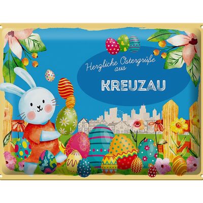 Cartel de chapa Pascua Saludos de Pascua 40x30cm Regalo KREUZAU