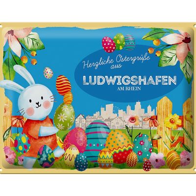 Cartel de chapa Pascua Saludos de Pascua 40x30cm LUDWIGSHAFEN AM RHEIN