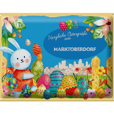Plaque en tôle Pâques Salutations de Pâques 40x30cm Cadeau MARKTOBERDORF