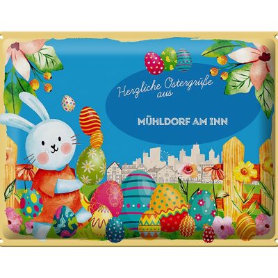 Cartel de chapa Pascua Saludos de Pascua 40x30cm MÜHLDORF AM INN regalo