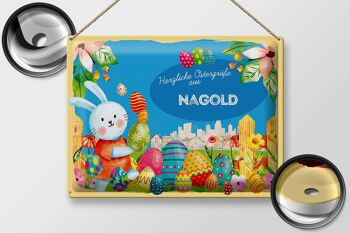 Plaque en tôle Pâques Salutations de Pâques 40x30cm NAGOLD cadeau FEST 2