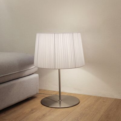 s.LUCE Cover 1 XL lámpara de mesa con dimmer táctil aluminio cepillado, blanco 2 piezas