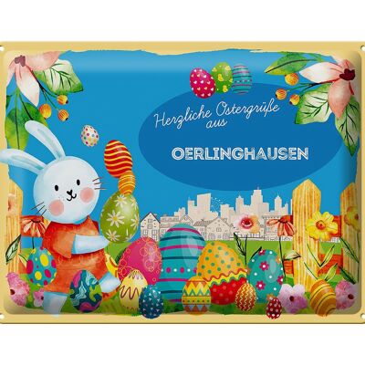 Cartel de chapa Pascua Saludos de Pascua 40x30cm OERLINGHAUSEN regalo