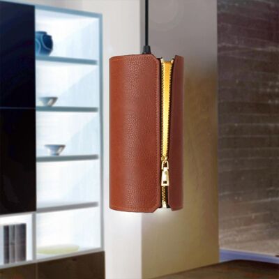 s.LUCE Coat hanging lamp with zipper synthetic leather brown, gold