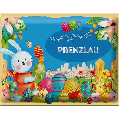 Plaque en étain Pâques Salutations de Pâques 40x30cm Cadeau PRENZLAU