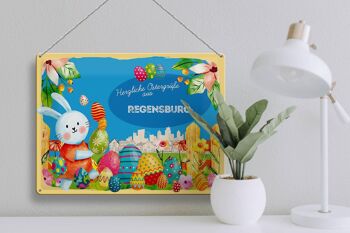 Plaque en tôle Pâques Salutations de Pâques 40x30cm Cadeau REGENSBURG 3