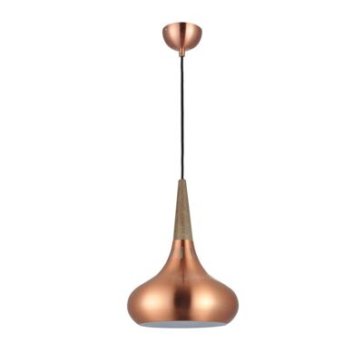 s.LUCE Chic 26 elegante lámpara colgante con aspecto de madera cobre