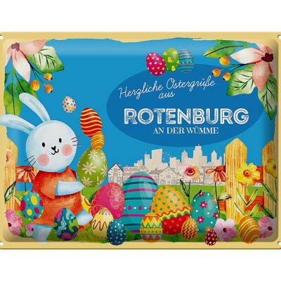 Cartel de chapa Pascua Saludos de Pascua 40x30cm ROTENBURG AN DER WÜMME