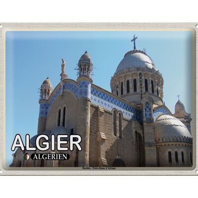 Plaque en tôle voyage 40x30cm Alger Algérie Basilique Notre-Dame