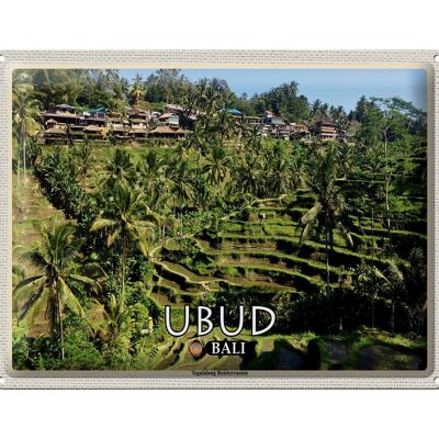 Panneau en étain voyage 40x30cm, terrasses de riz Ubud Bali Tegalalang