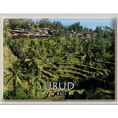 Cartel de chapa de viaje 40x30cm Terrazas de arroz de Ubud Bali Tegalalang