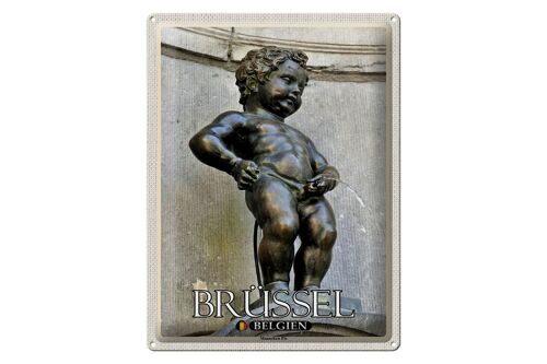 Blechschild Reise 30x40cm Brüssel Belgien Manneken Pis